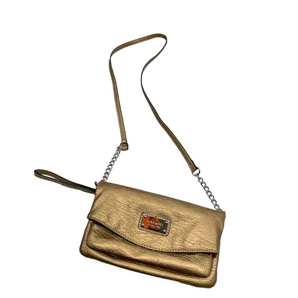 Nine West Convertible Metallic gold Crossbody Clutch Shoulder or wrislet bag - Picture 10 of 10